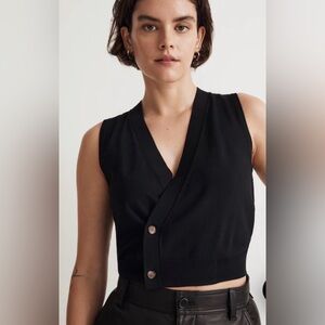 Madewell Black Sleeveless asymmetrical vest